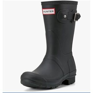 Hunter Women Original Short Rain Boots Black Matte Waterproof WFS1000RMA Size 9M